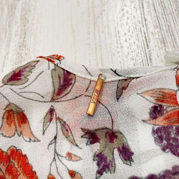 MISA Annabelle Smocked Sheer Ruffle 3/4 Sleeve Blouse Size M - Picture 6 of 6